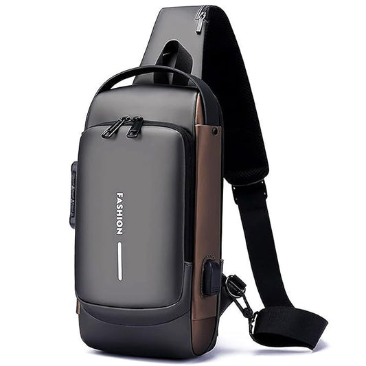 Anti-Theft Fashion Chest Bag with USB Charging Port, Waterproof Casual Shoulder Bag