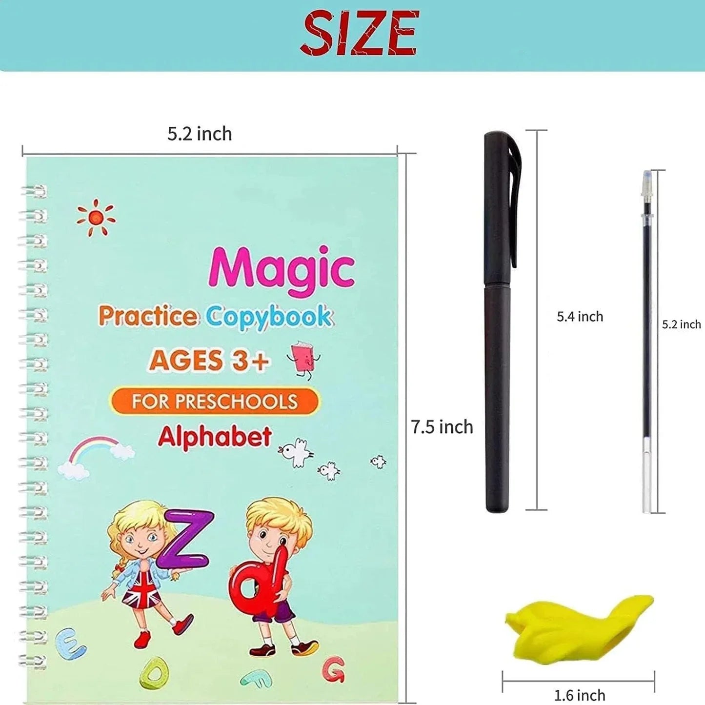 Sank Magic Practice Copybook Set (4 Reusable Books with Magic Pen)