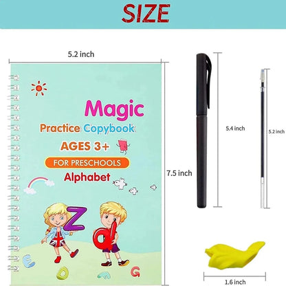 Sank Magic Practice Copybook Set (4 Reusable Books with Magic Pen)