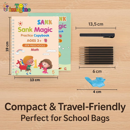 Sank Magic Practice Copybook Set (4 Reusable Books with Magic Pen)