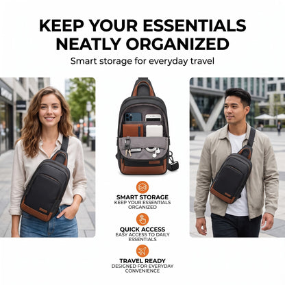 Anti-Theft Fashion Chest Bag with USB Charging Port, Waterproof Casual Shoulder Bag