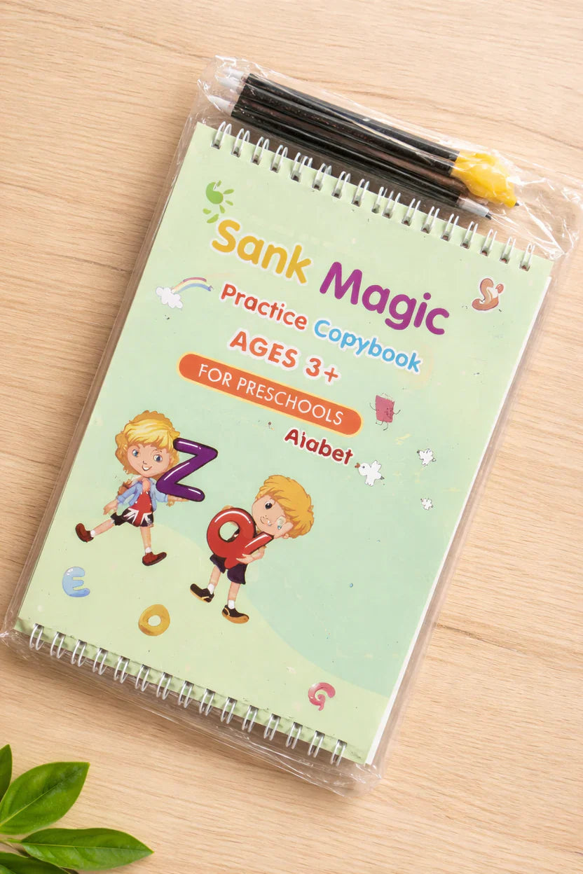 Sank Magic Practice Copybook Set (4 Reusable Books with Magic Pen)